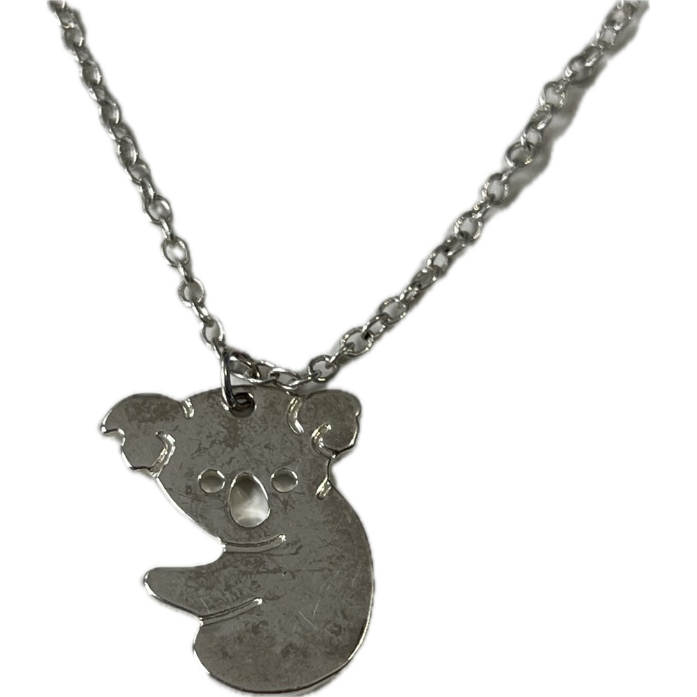 Silver Tone Koala Pendant Necklace Animal Jewelry Cutout Design
